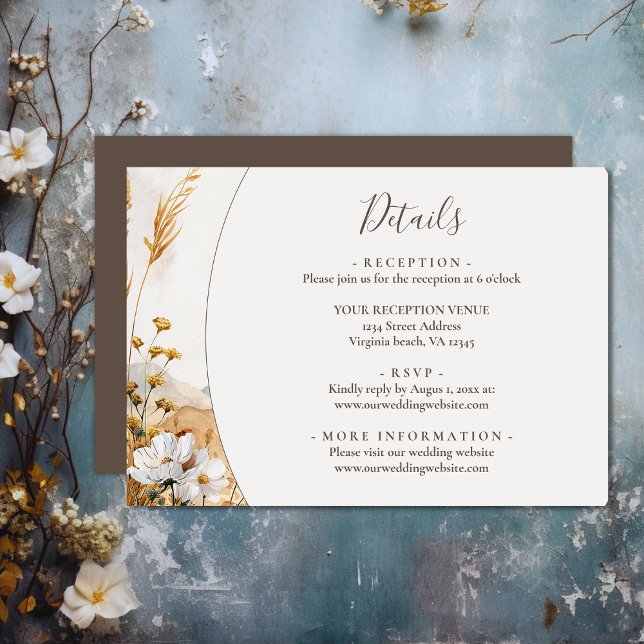 Pretty Boho Mountain Wildflower Wedding Details Enclosure Card (Pretty Boho Mountain Wildflower Wedding Details Enclosure Card)