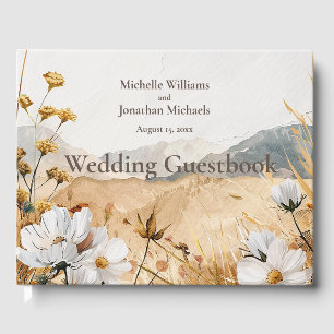 Pretty Boho Mountain Wildflower Wedding Guest Book