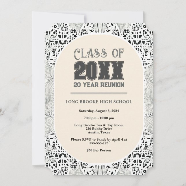 Pretty Boho Neutral 20 Year High School Reunion Invitation (Front)