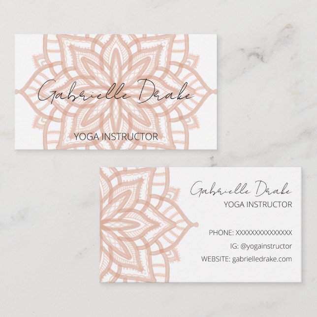 Pretty Boho Orange Mandala Yoga Business Card (Front/Back)