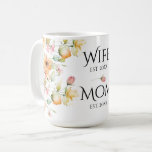 Pretty Boho Orange Pink watercolor floral wife mum Coffee Mug<br><div class="desc">Romantic pretty boho wildflowers - wife and mum mug. Perfect for spring, summer, or fall events. Beautiful wildflower watercolor artwork for country, boho, garden, and floral theme occasions. To get started changing names and event details, click on "Personalise this template" and edit the wording in the template boxes. To access...</div>