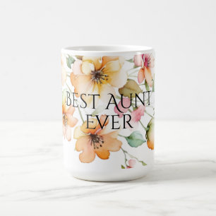 Pretty Boho Orange Pink Watercolor Wildflowers Coffee Mug