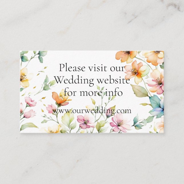 Pretty Boho Orange Pink Watercolor Wildflowers Enclosure Card (Front)