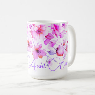 Pretty Boho Pink Watercolor Wildflower Best aunt Coffee Mug