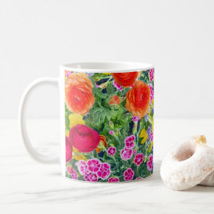 Pretty boho spring floral colorful coffee mug