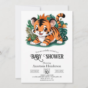 Pretty Boho Tiger Digital Baby Shower Invitation
