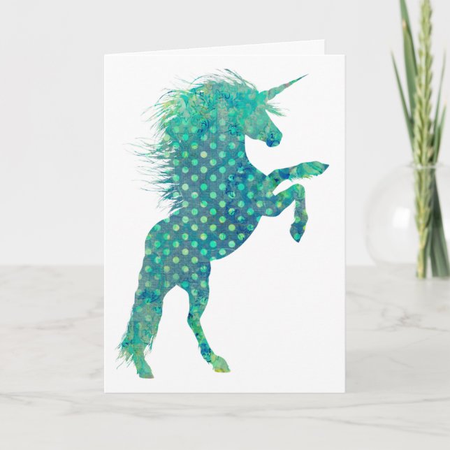 Pretty Boho Unicorn in Shades of Blue,Mother's Day Card (Front)