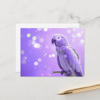 Pretty Bokeh African Grey Postcard