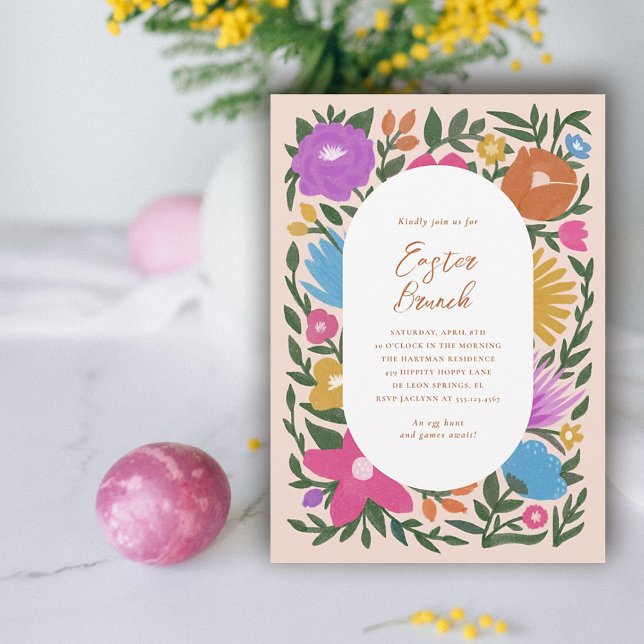 Pretty Bold Florals Easter Brunch | Orange  Invitation (Creator Uploaded)
