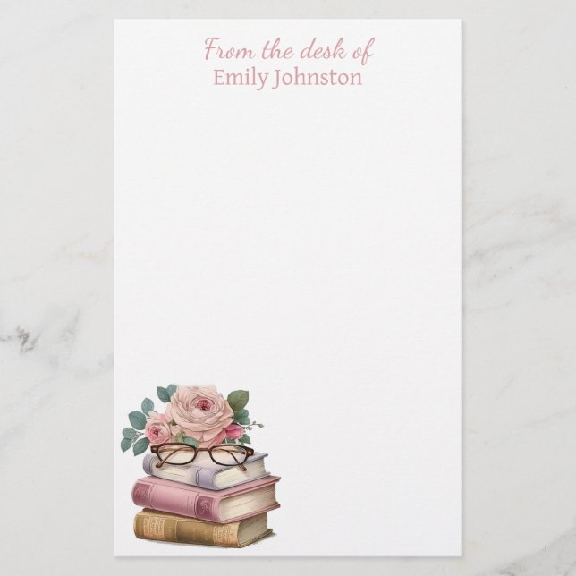 Pretty Books Personalised Stationery (Front)