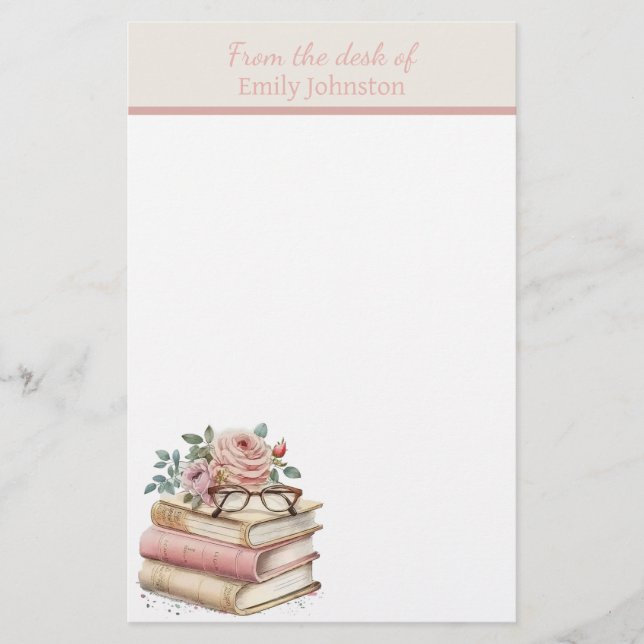 Pretty Books Personalised Stationery (Front)