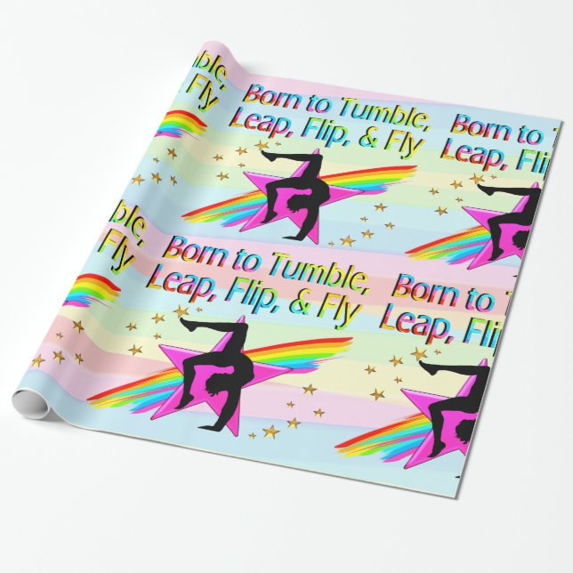 PRETTY BORN TO TUMBLE GYMNASTIC GIFT WRAP (Unrolled)