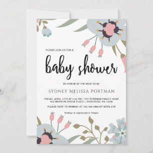 Pretty Botanical Baby Shower Invitation