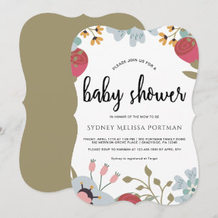 Pretty Botanical Baby Shower Invitation