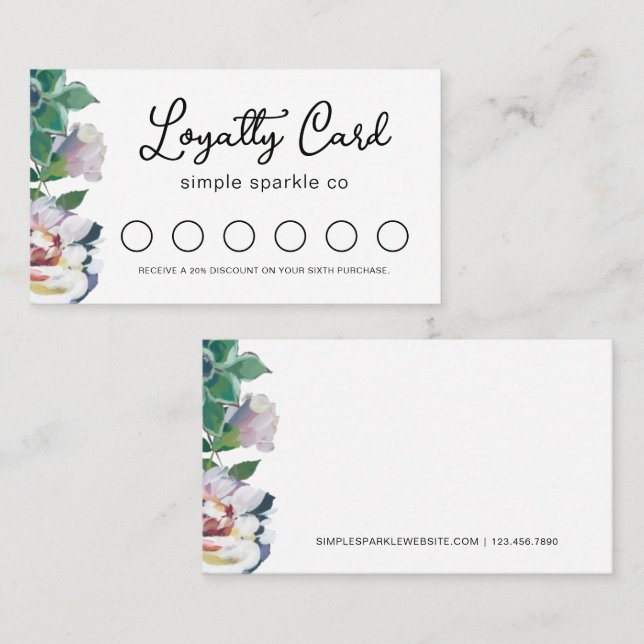 Pretty Botanical Floral and Succulent Loyalty Card (Front/Back)