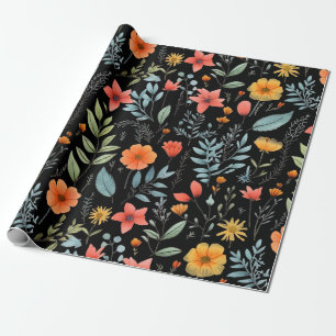 Pretty Botanical Floral Flower Nature Greenery Wrapping Paper