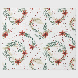 Pretty Botanical Floral Holiday Christmas Winter  Wrapping Paper