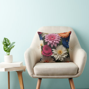 Pretty Botanical Flower Floral Pattern Cushion