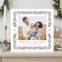 Pretty Botanical Frame 5 Photo Christmas Square