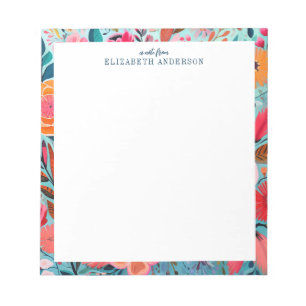 Pretty Botanical Girly Floral Frame Notepad