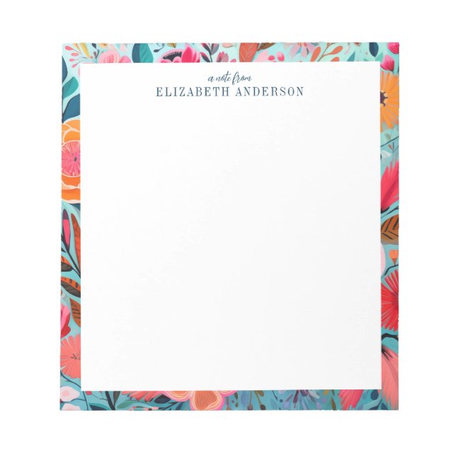 Pretty Botanical Girly Floral Frame  Notepad (Front)