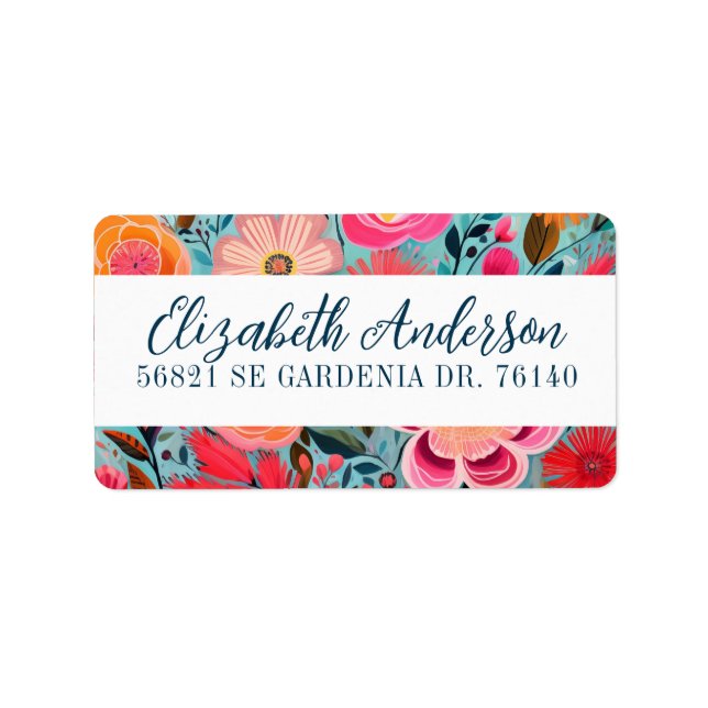 Pretty Botanical Girly Floral Return Address Label (Front)