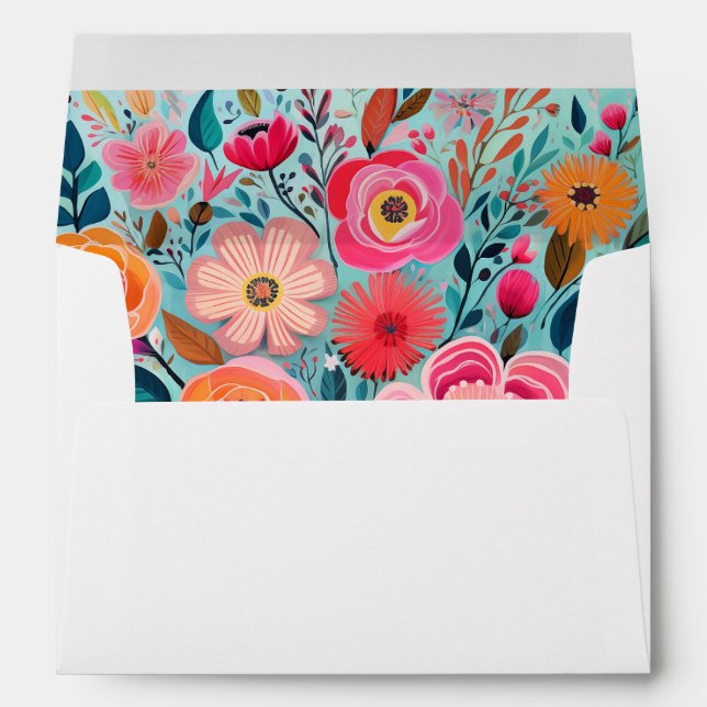 Pretty Botanical Girly Floral Stationery Envelope (Back (Bottom))