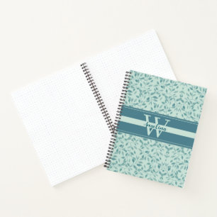 Pretty Botanical Greenery Print With Chic Monogram Notebook