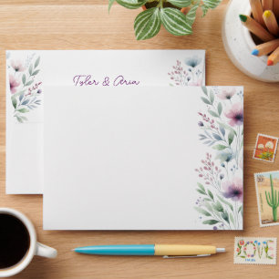 Pretty Botanical Personalised Wedding Envelope