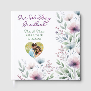 Pretty Botanical Personalised Wedding Guest Book