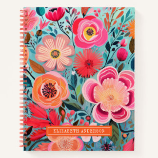 Pretty Botanical Stylish Floral Dot Journal