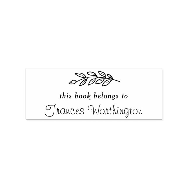 Pretty Botanical "This Book Belongs to" Custom Rubber Stamp (Imprint)