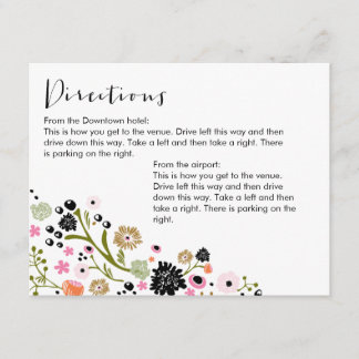 Pretty Bouquet Floral Directions Info Card Invite