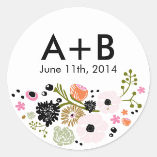 Pretty Bouquet Floral Wedding Circle Sticker
