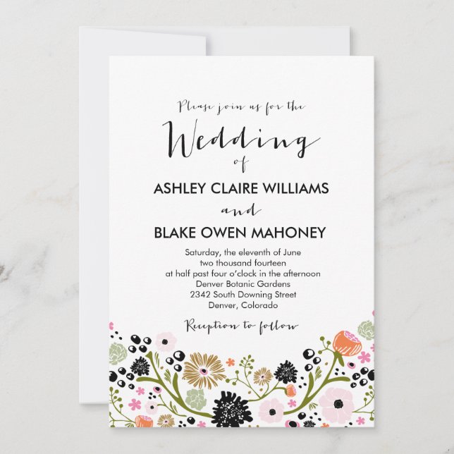 Pretty Bouquet Floral Wedding Invitation (Front)