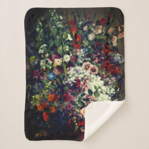 Pretty Bouquet of Flowers in a Vase Sherpa Blanket
