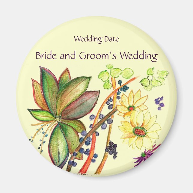 Pretty Bouquet Wedding Souvenir Magnet (Front)