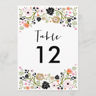 Pretty Bouquet Wedding Table Number Invitation