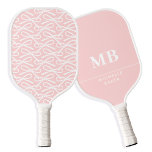 Pretty Bow Custom Monogram Name Pink Pickleball Paddle<br><div class="desc">Elevate your Pickleball game with a custom-named paddle! This elegant design features a pretty ribbon bow pattern, in a colour palette of blush pink and white. An editable template that's easy to personalise with your name and monogram initials. This unique design makes a lovely gift for friends, family, and Pickleball...</div>