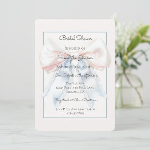 Pretty Bow in Blue Blush Bridal Shower Invitation