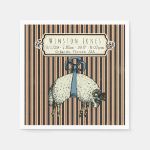 Pretty Bow Sheep™ Collection - Birth Info / Napkin