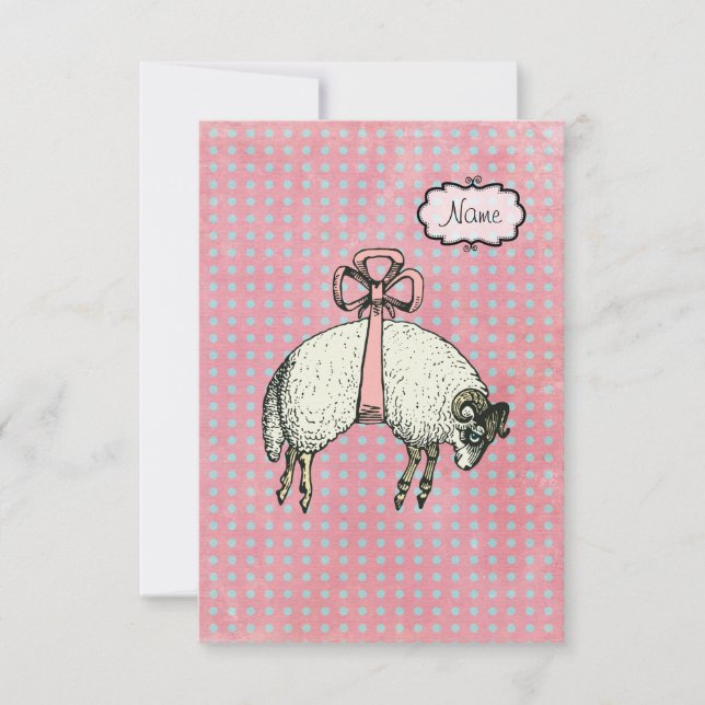 Pretty Bow Sheep DESIGNER OPTIONS  ~ Invitations (Front)