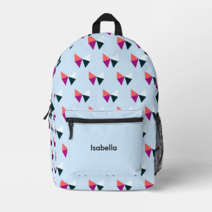 Pretty Bows Pattern Kids Personalised Blue School Printed Backpack