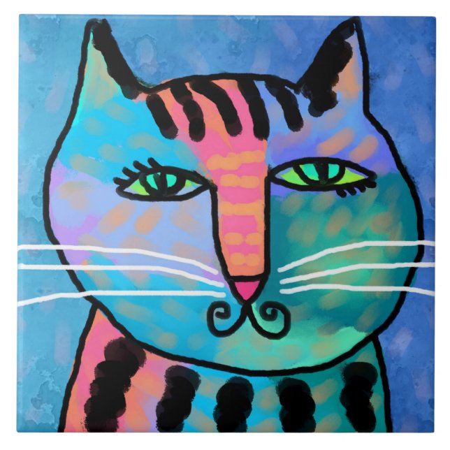 Pretty Boy Abstract Cat Painting Tile (Front)