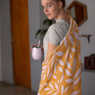 Pretty branches - orange and pink fleece blanket