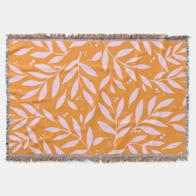 Pretty branches - orange and pink throw blanket (Front)