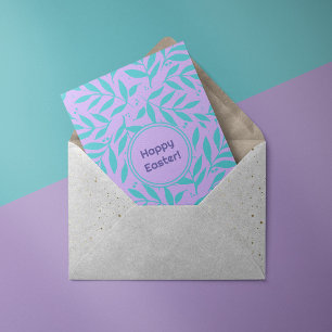 Pretty branches turquoise and violet happy easter holiday card