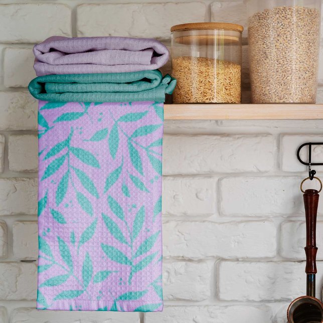Pretty branches - turquoise and violet teen tea towel (Creator Uploaded)