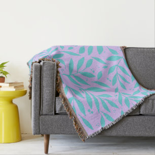 Pretty branches - turquoise and violet teen throw blanket