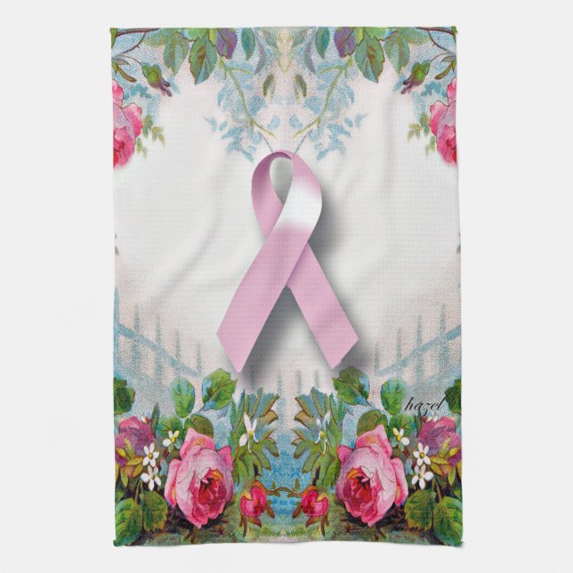 Pretty Breast Cancer Survivor Kitchen Towel (Vertical)